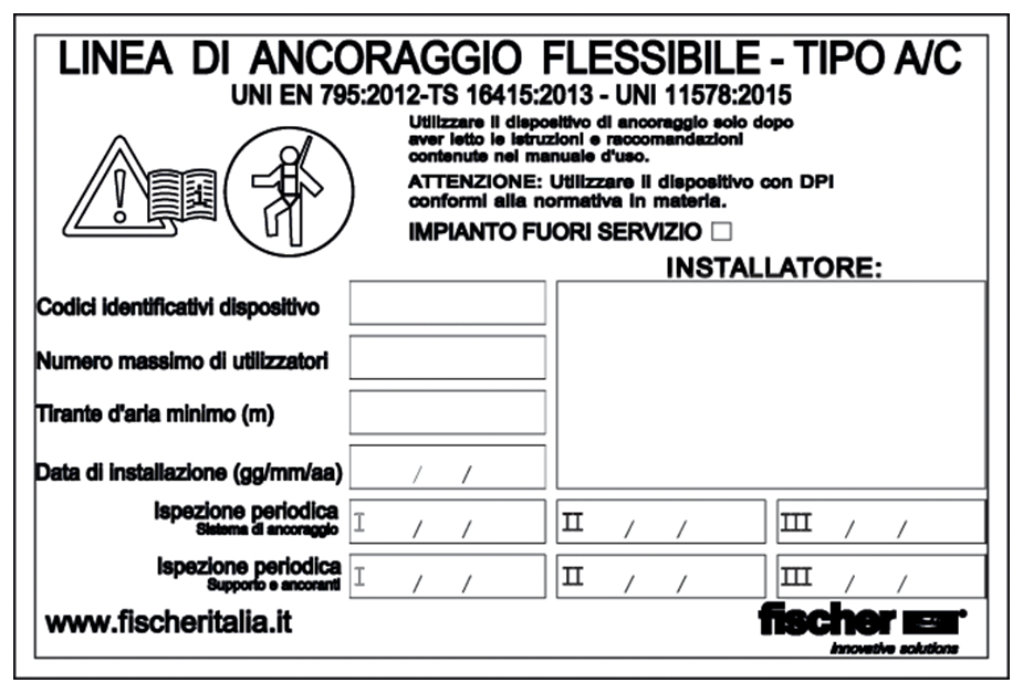 fischer targhetta identificativa impia - Sistemi anticaduta DPI (1 Pz.) fie2844.