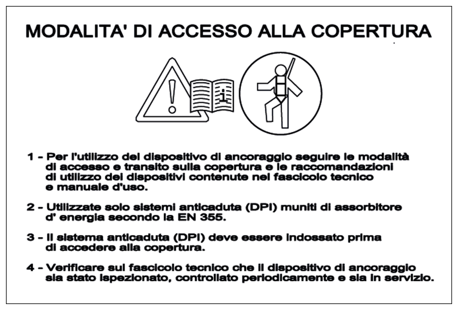 fischer targhetta identificativa acces - Sistemi anticaduta DPI (1 Pz.) I dati identificativi di impianto e di accesso al sistema di ancoraggio.