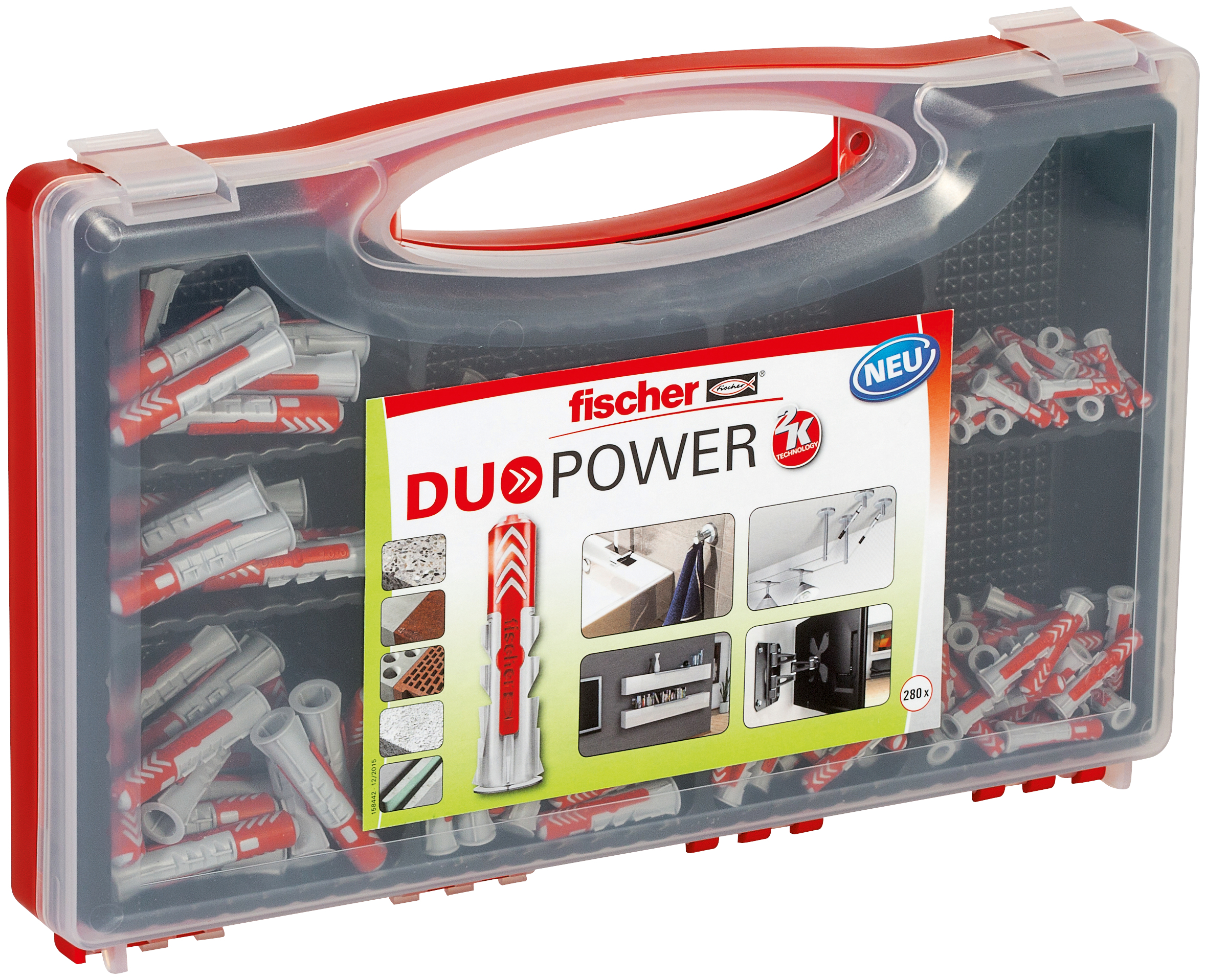fischer Valigetta REDBOX DuoPower 280 tasselli (280 Pz.) Tasselli assortiti in una pratica valigetta rossa con un ottimo rapporto prezzo / prestazioni fie2849