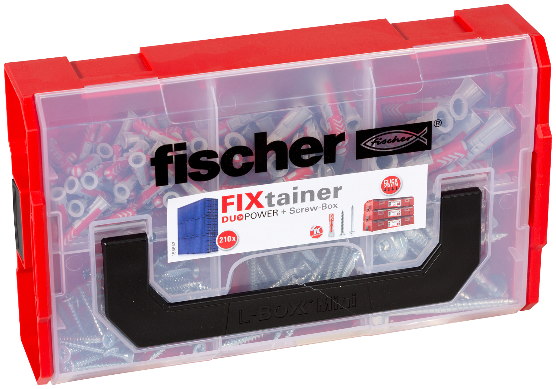 fischer FIXtainer DUOPOWER Con vite - Valigetta tasselli (105 Pz.) Pratiche soluzioni di fissaggio per le pi comuni applicazioni nel fischer FixTainer impilabile e di alta qualit fie2853