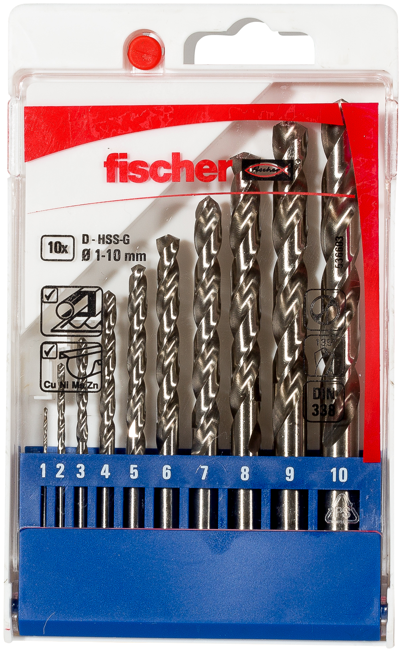 Set di 10 punte trapano per metallo HSS-G (1-10mm) in acciaio (10 Pz.) fie2879