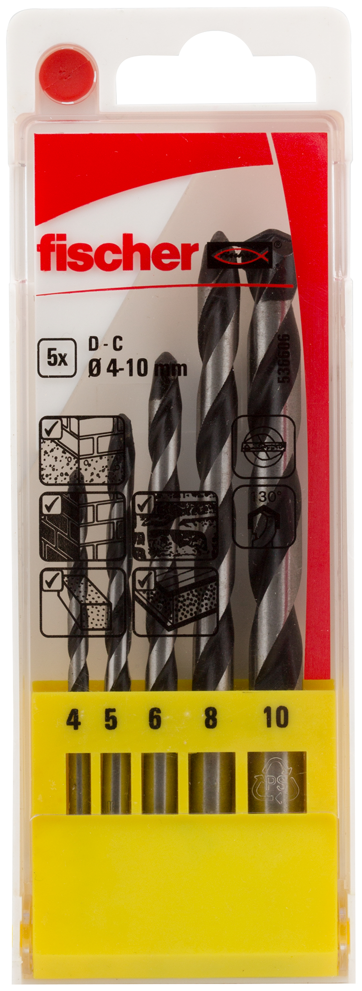 Set 5 punte trapano muro SDX 4-5-6-8-10mm (D-C) (5 Pz.) fie2882