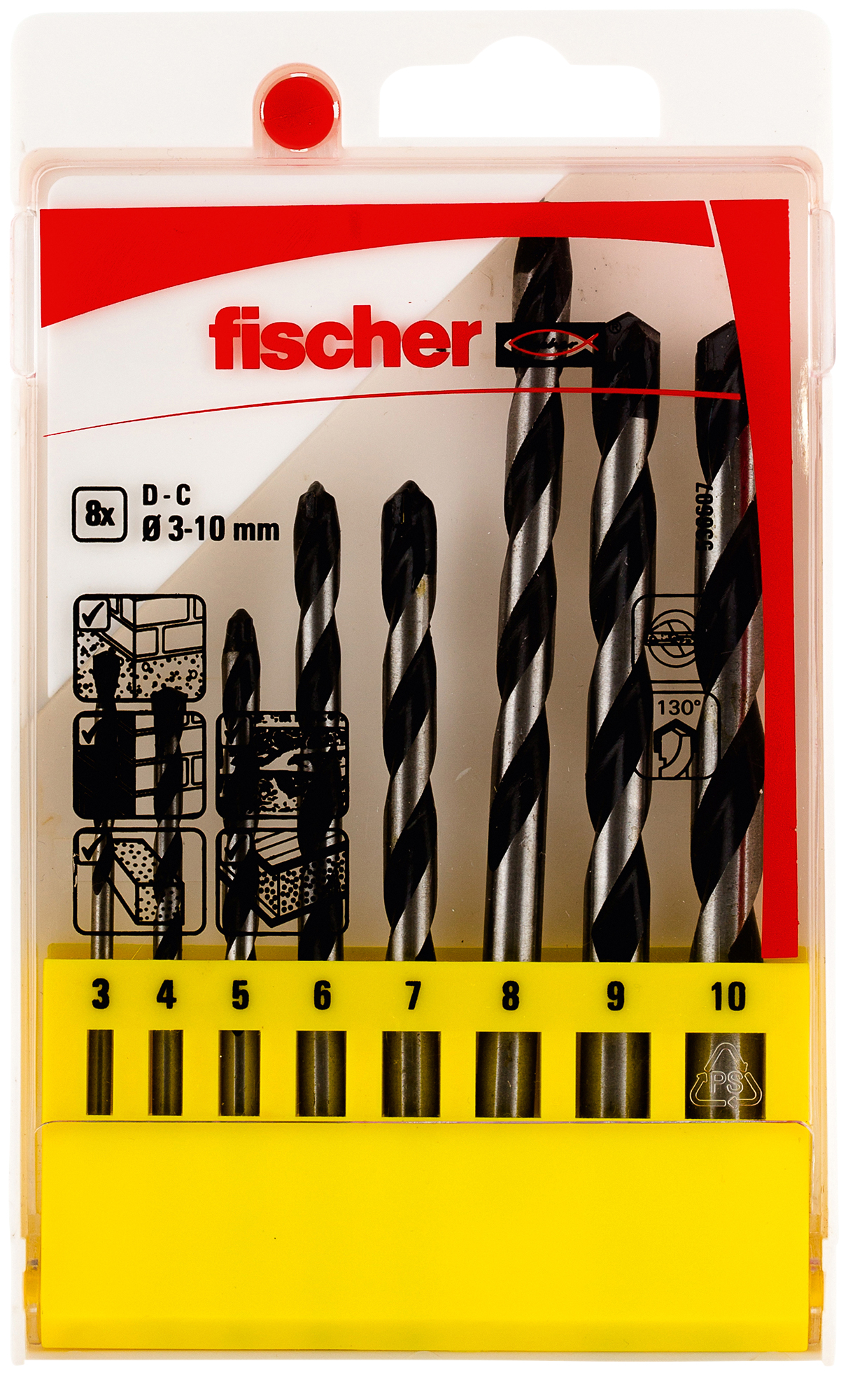 Set di 8 punte trapano per cemento SDX (3-4-5-6-7-8-9-10mm) (8 Pz.) fie2883