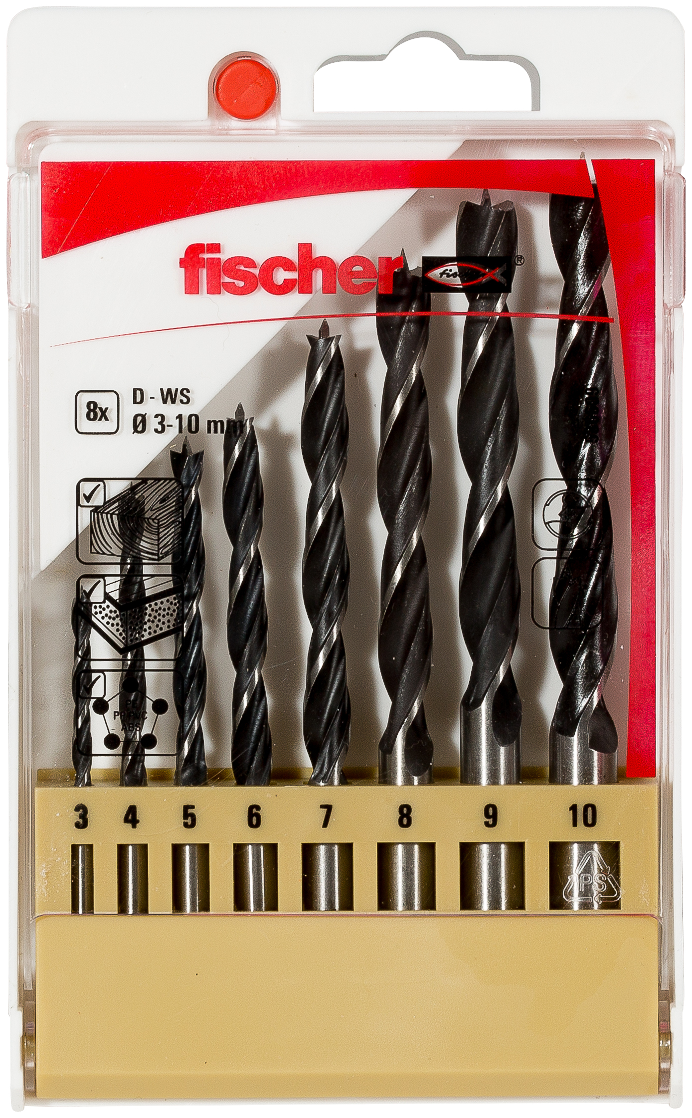 Set di 8 punte trapano per legno PL (3-10mm) (8 Pz.) fie2885