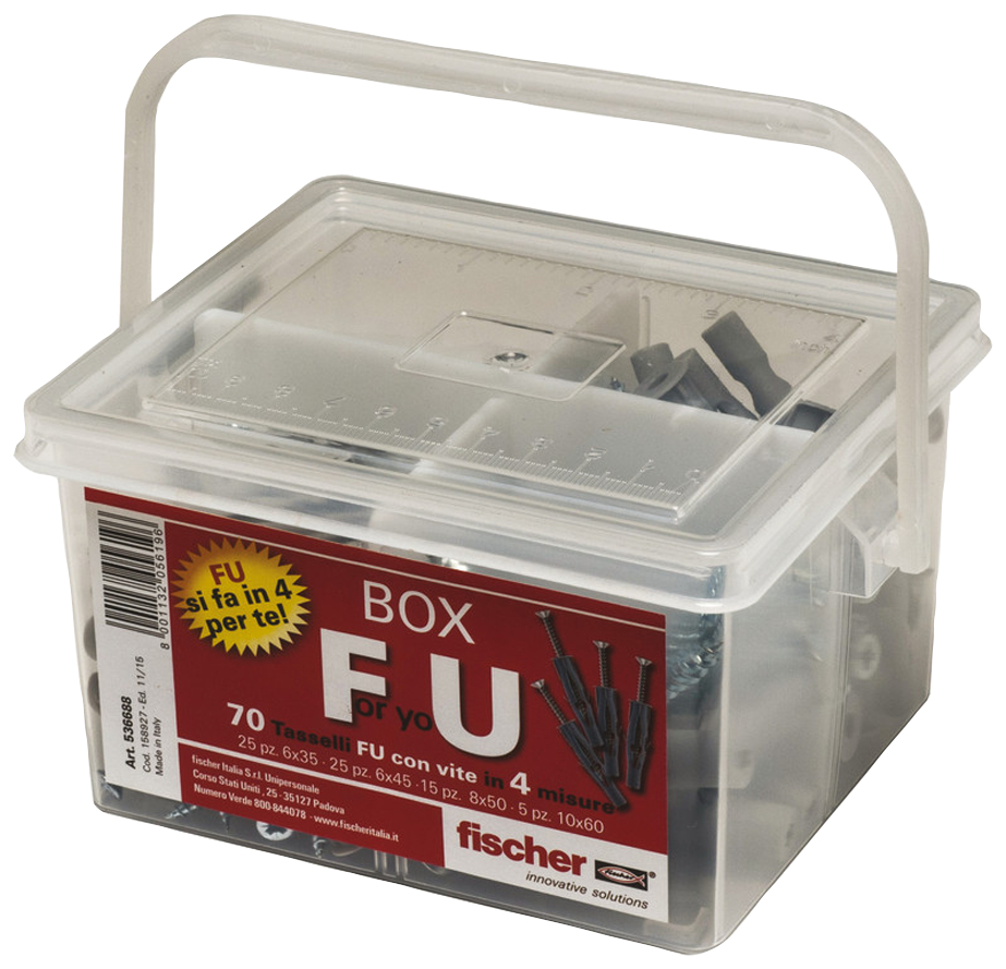 fischer FU box DIY Valigetta tasselli (70 Pz.) Il pratico kit compatto per tutti i fissaggi domestici fie2886