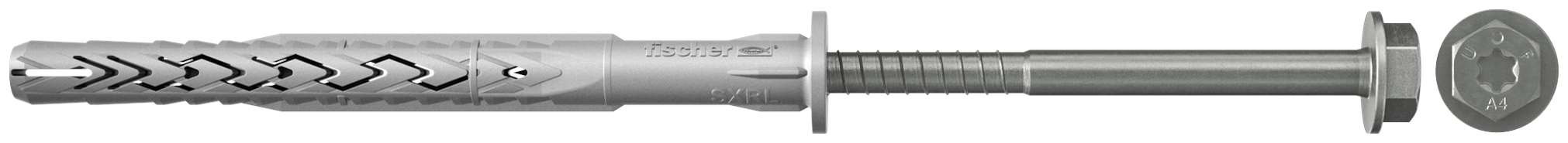 fischer Tasselli prolungati SXRL 8x80 FUS A4 (1 Pz.) Tassello prolungato in nylon con marcatura CE con vite premontata T.E. flangiata inox A4 impronta torx fie3176