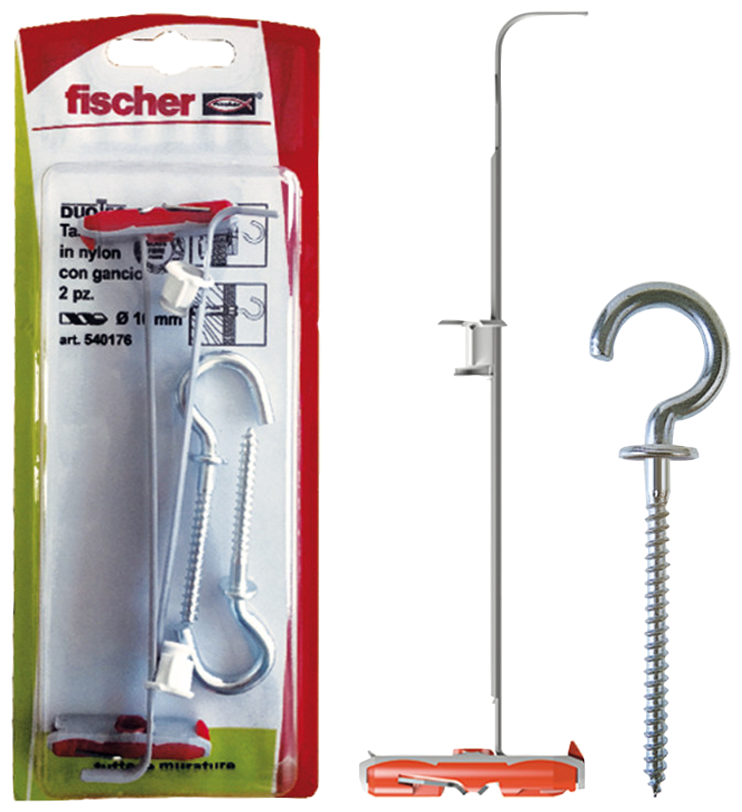 fischer Tasselli cartongesso e lastre DUOTEC 10 R K con occhiolo aperto (2 Pz.) Fissaggio basculante in nylon con occhiolo aperto DuoTec R K.