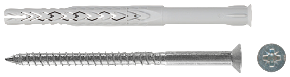 fischer Tasselli prolungati SXRL 10x160 WZ LS (1 Pz.) Tassello prolungato in nylon con vite a testa svasata piana ed impronta Pozidrive.