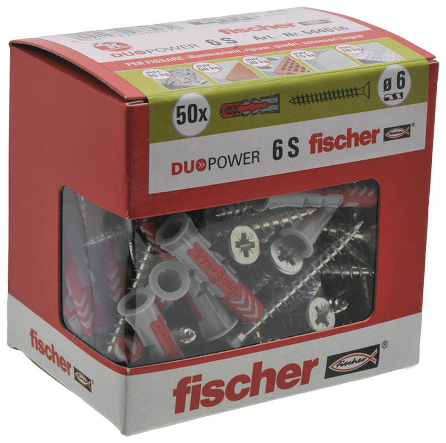 fischer Tasselli DUOPOWER 5 S Y con vite (50 Pz.) Tasselli bi-materiale con vite t.s.p. impronta pozidrive fie3277