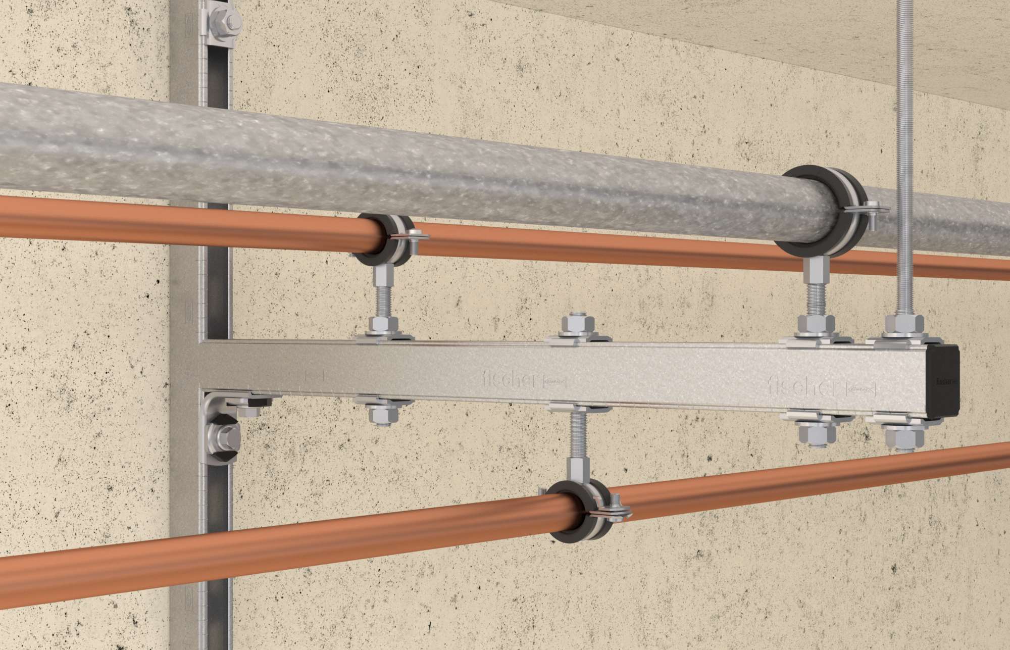 fischer Collare con guarnizione anti-rumore FRS-L 156 - 163 con dado M8-M10 (1 Pz.) Il collare con guarnizione anti-rumore e chiusura rapida a due viti con dado combinato M8-M10..