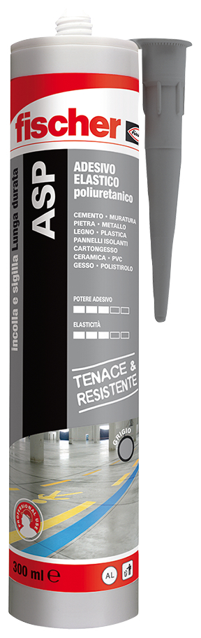 fischer Adesivo sigillante ASP Grigio (1 Pz.) Adesivo sigillante poliuretanico elastico ad alto modulo applicabile in ambienti esterni ed interni.