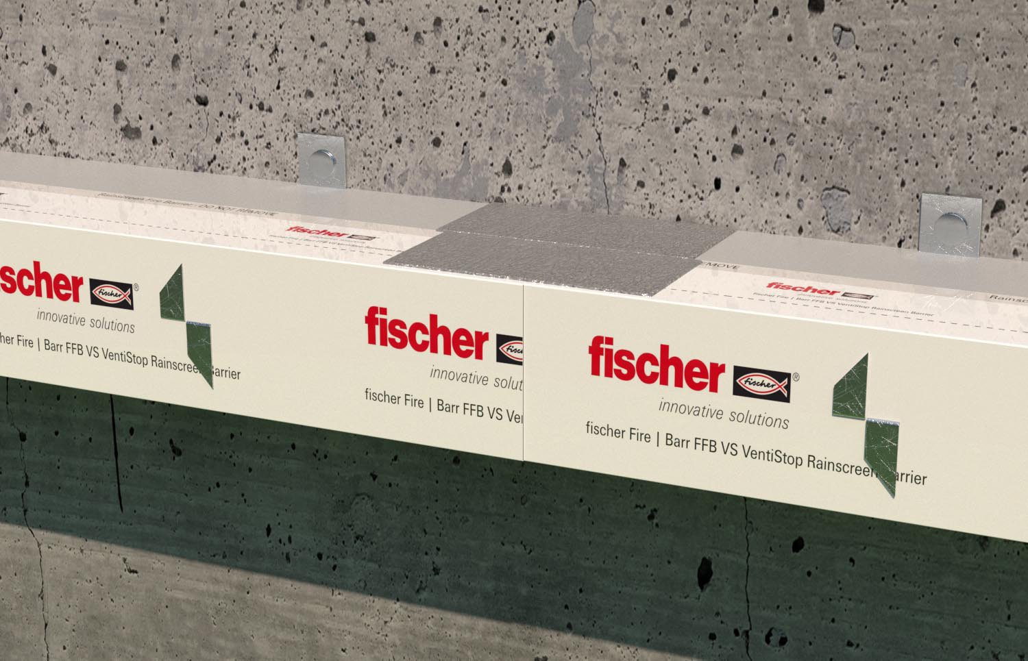fischer FFB-VS50-51-100 (1 Pz.) Barriera antifiamma progettata per chiudere lo spazio tra gli elementi costruttivi interni ed esterni nelle facciate ventilate..