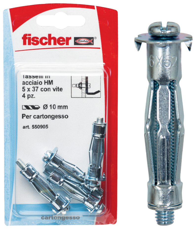 fischer Tasselli cartongesso HM 5X52 S K in blister (4 Pz.) fie3617.