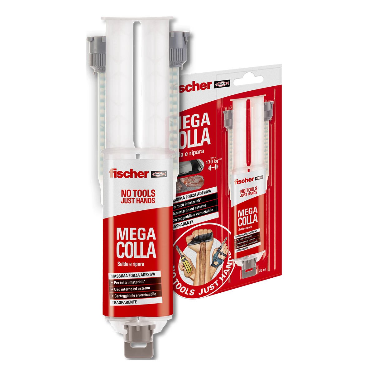 fischer Mega Colla NTJH Epossidica Bicomponente (1 Pz.) Colla epossidica bicomponente extra forte a presa rapida. Salda e ripara. Trasparente. fie3693