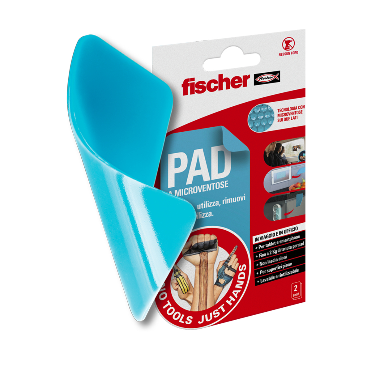 fischer Pad Microventose Rettangolare NTJH (1 Pz.) Pad a microventose rettangolare attacca e stacca, riutilizzabile e ideale per tablet e smartphone, a casa, in viaggio e in ufficio. fie3698