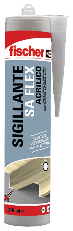 fischer Sigillante Acrilico FLEX elastico - Bianco (1 Pz.) Sigillante a base acrilica in dispersione acquosa elastoplastico. Applicazioni interne ed esterne. Finitura liscia. fie3699