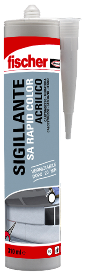 fischer Sigillante Acrilico RAPID ad asciugatura rapida - Bianco (1 Pz.) Sigillante a base acrilica in dispersione acquosa elastoplastico. Certificato per applicazioni interne. Finitura liscia..