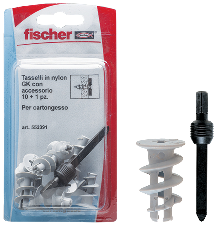 fischer Tasselli cartongesso GK K (10 Pz.) Tassello in nylon per cartongesso, in confezione blister fie3705