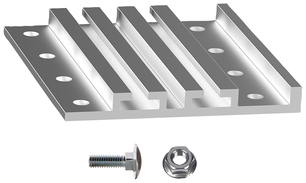 fischer Base per ganci GTA1 e GTA2 (1 Pz.) Base accessoria in alluminio compatibile con ganci GTA1 e GTA 2 per allargare e rialzare il punto di appoggio del gancio alla copertura. fie3711