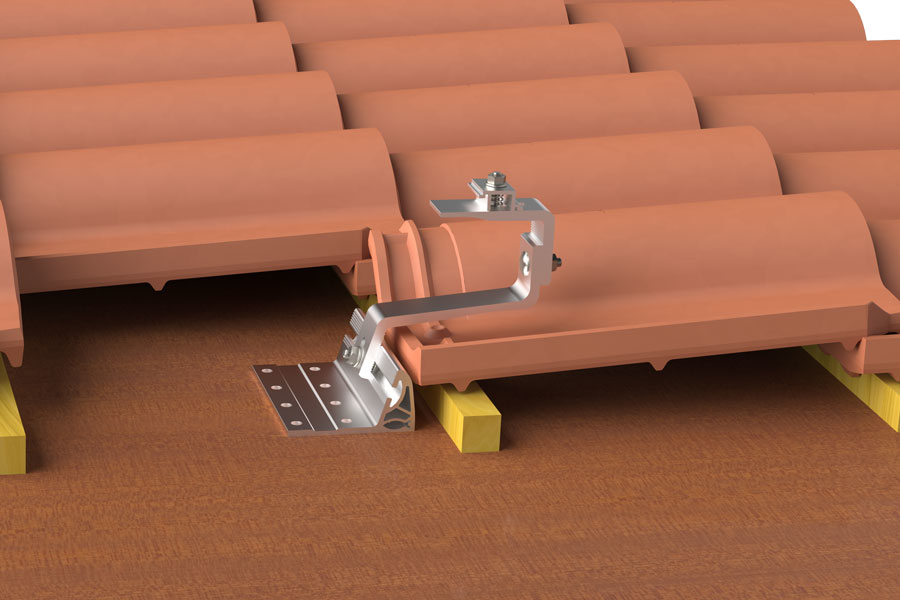 fischer Gancio GTA 3 in alluminio per tegole e listelli (1 Pz.) Gancio in alluminio a 3 regolazioni per installazione di impianti fotovoltaici su coperture in tegole con listelli di ventilazione di spessore variabile. Punto di fissaggio disassabile orizzontalmente..