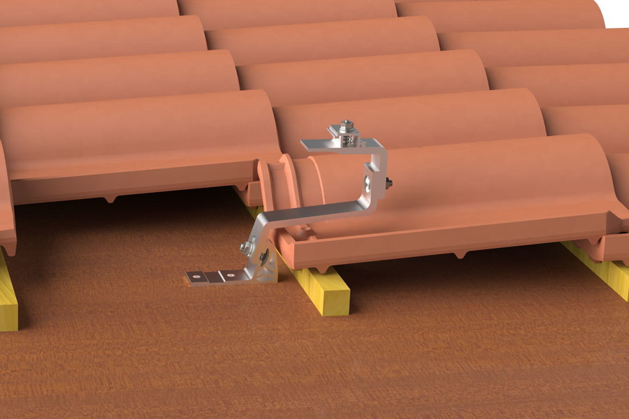 fischer Gancio GTA 2 in alluminio per tegole e listelli (1 Pz.) Gancio in alluminio a 2 regolazioni per installazione di impianti fotovoltaici su coperture in tegole con listelli di ventilazione di spessore variabile.