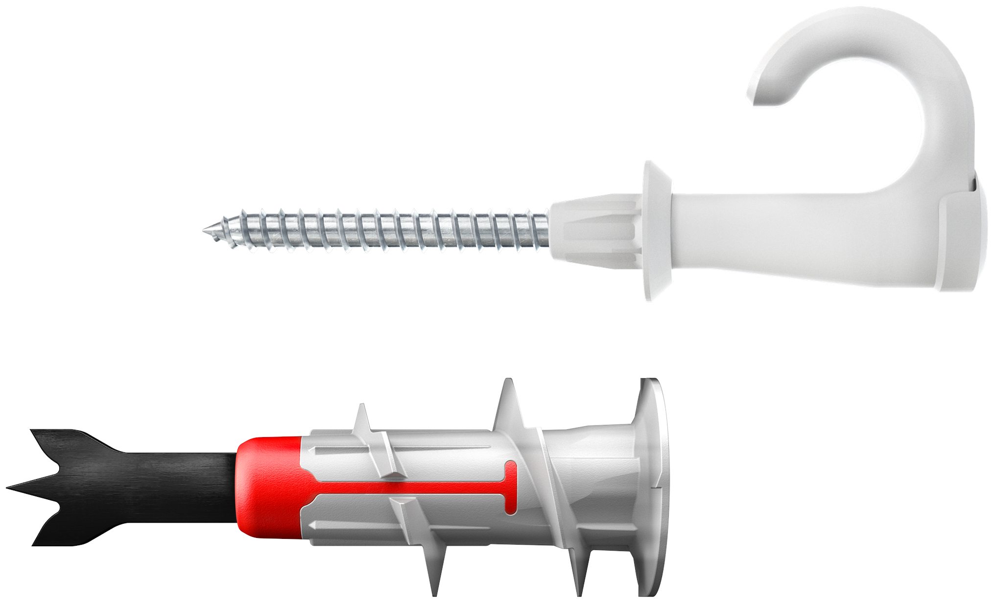 fischer EasyHook Ganci a occhiolo aperto con tassello per cartongesso DuoBlade (6 Pz.) I ganci ad occhiolo aperto veloci e facili da installare come una normale vite..