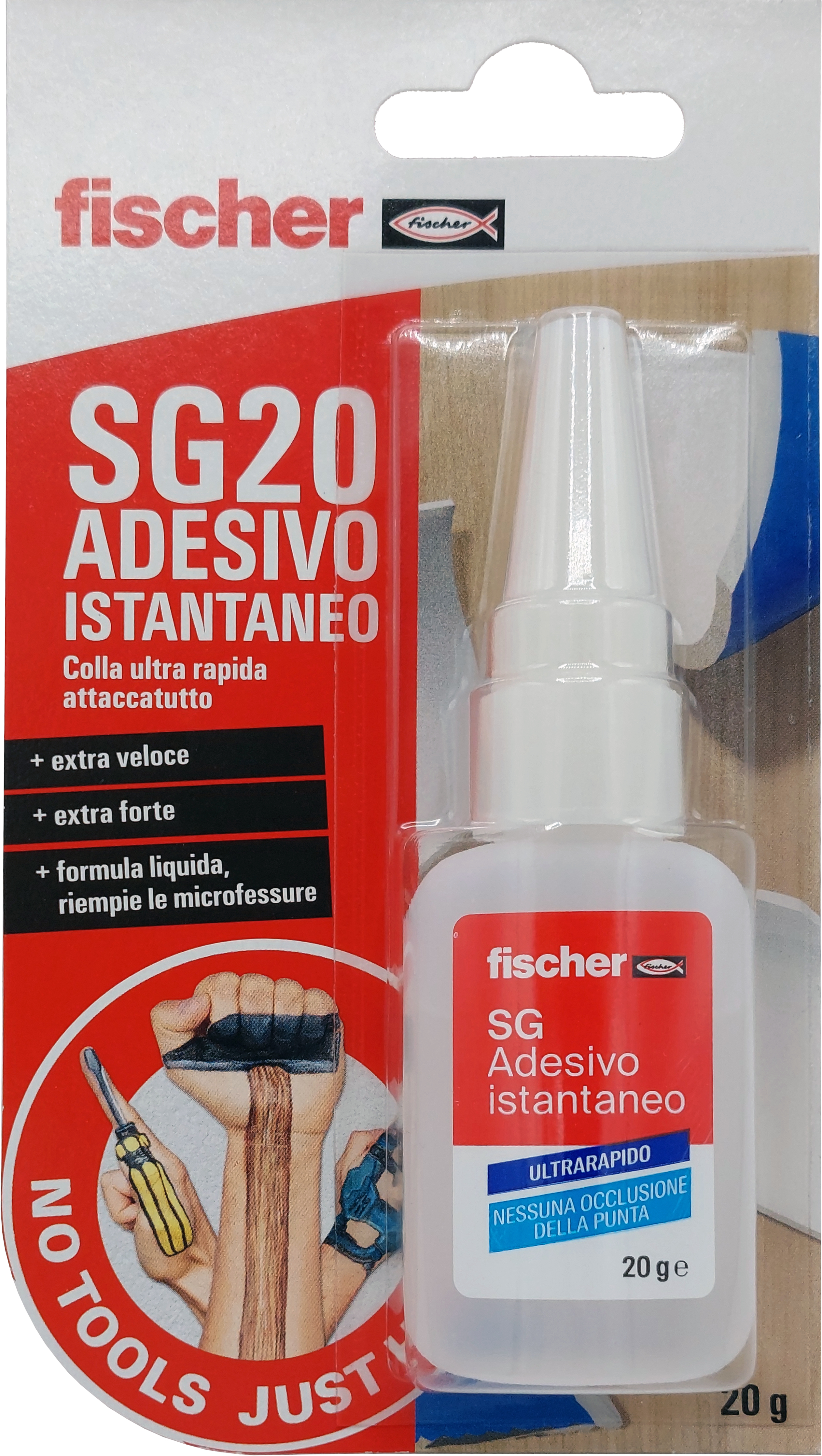 fischer Colla Istantanea SG20 Cianoacrilato (1 Pz.) L?adesivo istantaneo liquido e trasparente, a base di cianoacrilato. fie3953