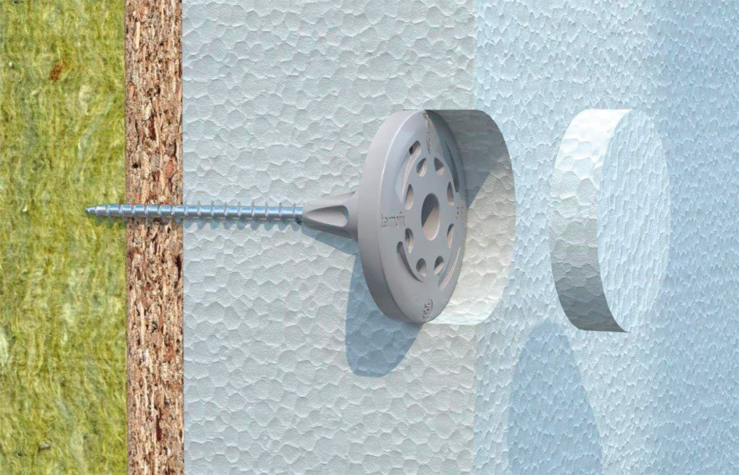 fischer Disco copriforo PS D60 per cappotti (1 Pz.) Il tassello rapido ed efficiente per l?installazione a filo o incassata di pannelli isolanti su strutture in legno e pannelli in legno, OSB, MDF, truciolari e gessofibra..