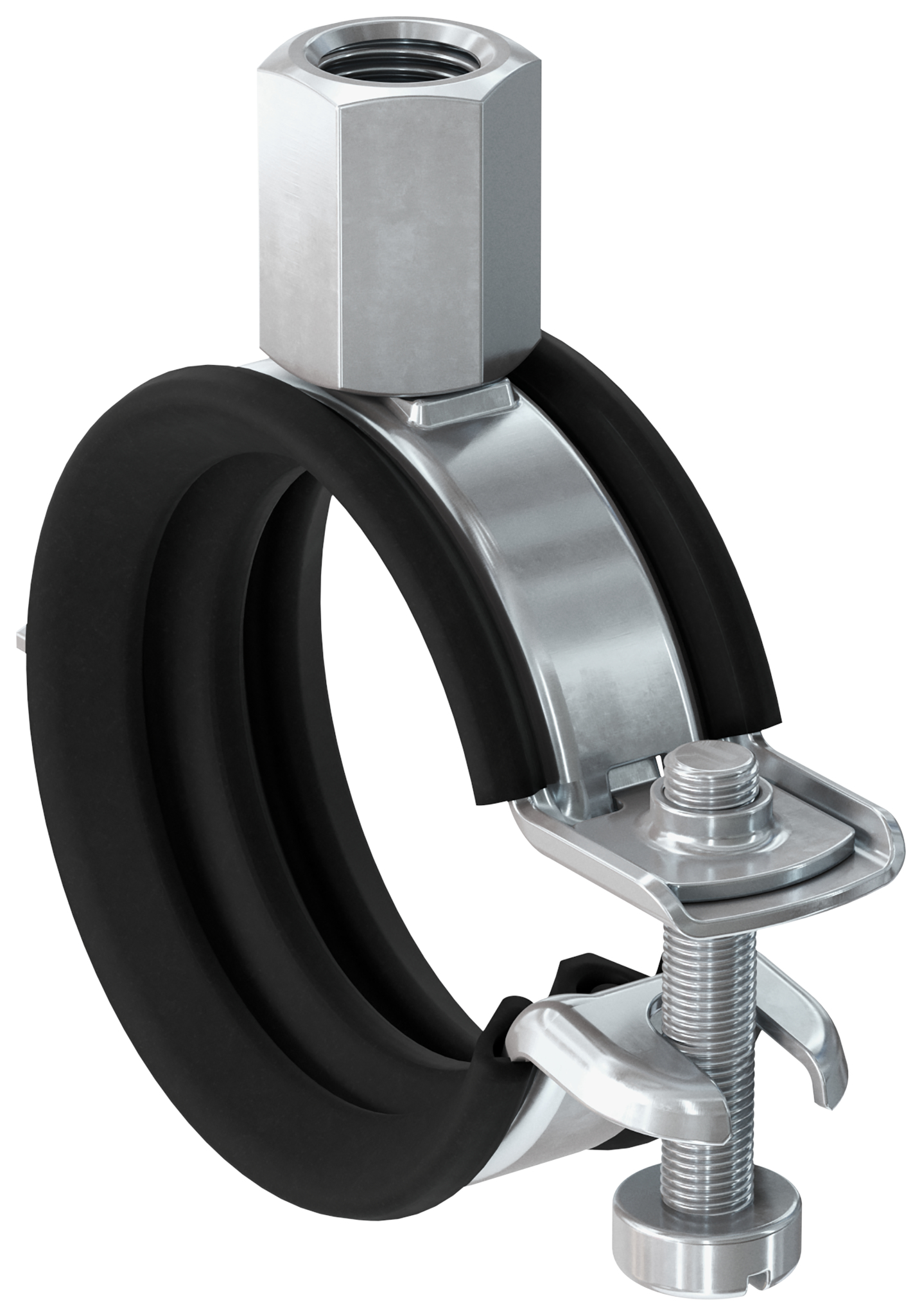 fischer Collari con guarnizione anti-rumore FGRS Universal M8/10 16-19 (1 Pz.) I collari con guarnizione anti-rumore in gomma e chiusura rapida con 1 vite.