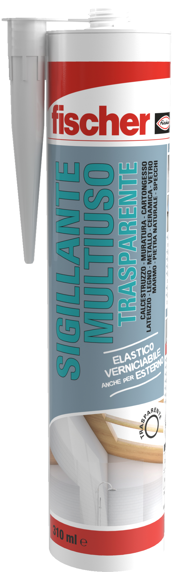 fischer Sigillante acrilico flessibile SA FLEX - Trasparente (1 Pz.) Sigillante acrilico trasparente, multiuso e flessibile. Verniciabile, liscio, testato per uso all?esterno. Resistente all?umidit�. Non macchia i materiali delicati. fie4031