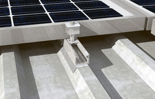 fischer Profilo Solar-Metal 4,45m (1 Pz.) Il profilo per il montaggio di pannelli fotovoltaici con orientamento landscape su coperture in lamiera grecata. Versione in verga di lunghezza 4,45 m..