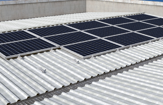 fischer Profilo Solar-Metal 4,45m (1 Pz.) Il profilo per il montaggio di pannelli fotovoltaici con orientamento landscape su coperture in lamiera grecata. Versione in verga di lunghezza 4,45 m..