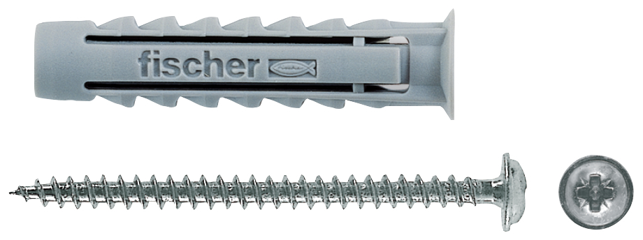 fischer Tasselli SX 8 SP con vite testa cilindrica (1 Pz.) Tassello in nylon con vite truciolare testa cilindrica impronta a croce fie4070
