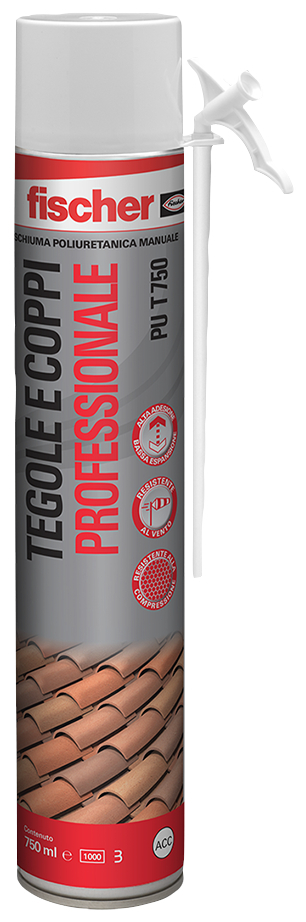fischer Schiuma poliuretanica tegole e coppi manuale PU T 750 (1 Pz.) Schiuma poliuretanica per il fissaggio di tegole e coppi fie4083