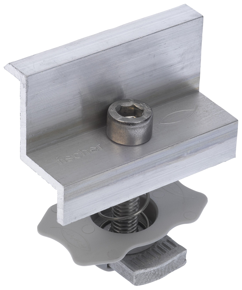 fischer Morsetto finale PM F 40 per moduli fotovoltaici con cornice in alluminio (1 Pz.) Il morsetto preassemblato finale per moduli fotovoltaici con cornice in alluminio.