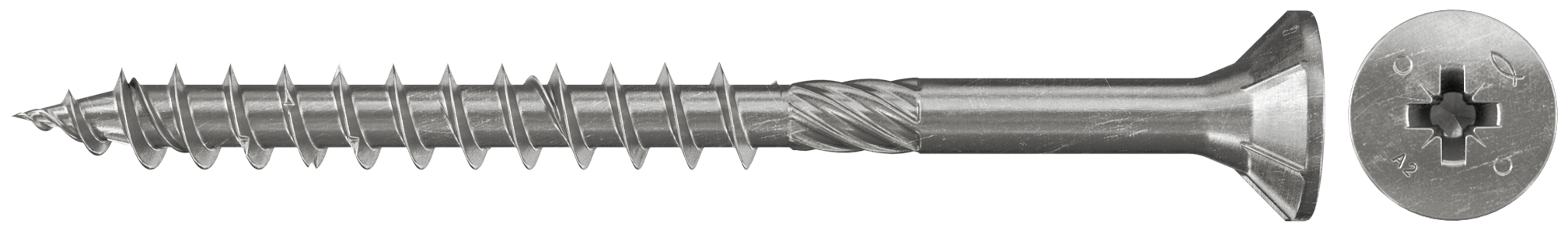 fischer Viti truciolari pozi FPF-SZ 5,0x40 A2P inox, filetto parziale (1 Pz.) Vite truciolare premium in acciaio inossidabile A2 con testa svasata piana e filettatura parziale per installazioni leggere..