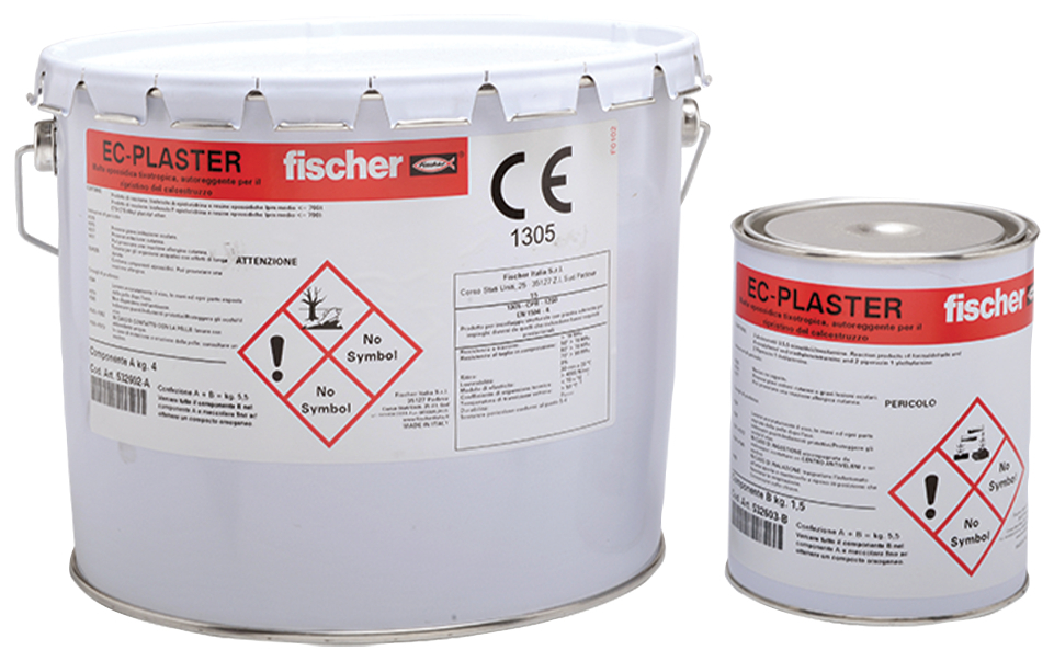 fischer Stucco epossidico EC-PLASTER (A+B) (1 Pz.) Stucco adesivo strutturale epossidico ad elevata tixotropia per ricostruzioni ed incollaggi strutturali.
