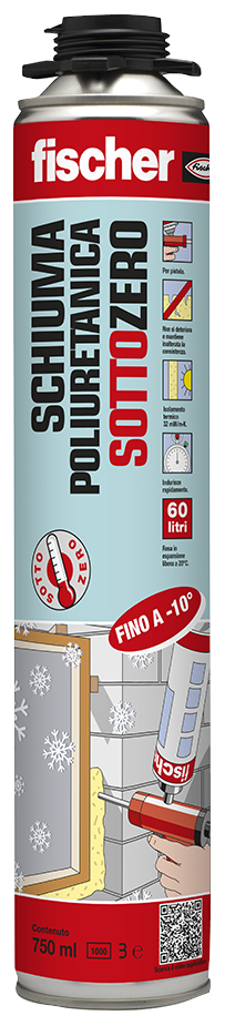 fischer Schiuma poliuretanica sottozero per pistola PUP SZ 750 (1 Pz.) Schiuma poliuretanica multiuso per applicazioni a basse temperature.
