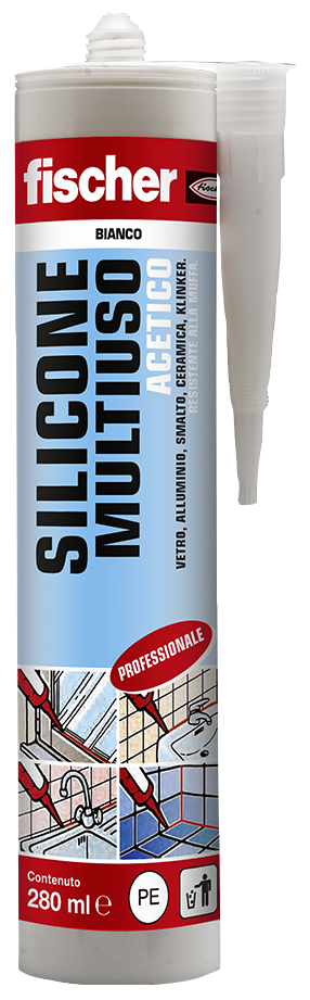 fischer Silicone acetico antimuffa SAM 280 AV - Avorio (1 Pz.) Sigillante siliconico multiuso a base acetica per applicazioni in ambienti interni ed esterni fie70