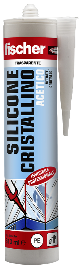 fischer Silicone acetico cristallino SAC 310 TR - Trasparente (1 Pz.) Sigillante siliconico cristallino a base acetica per applicazioni trasparenti fie72