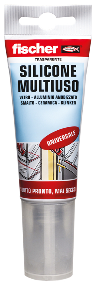 fischer Silicone multiuso trasparente 60 ml (1 Pz.) Sigillante siliconico acetico multiuso e con funghicida.