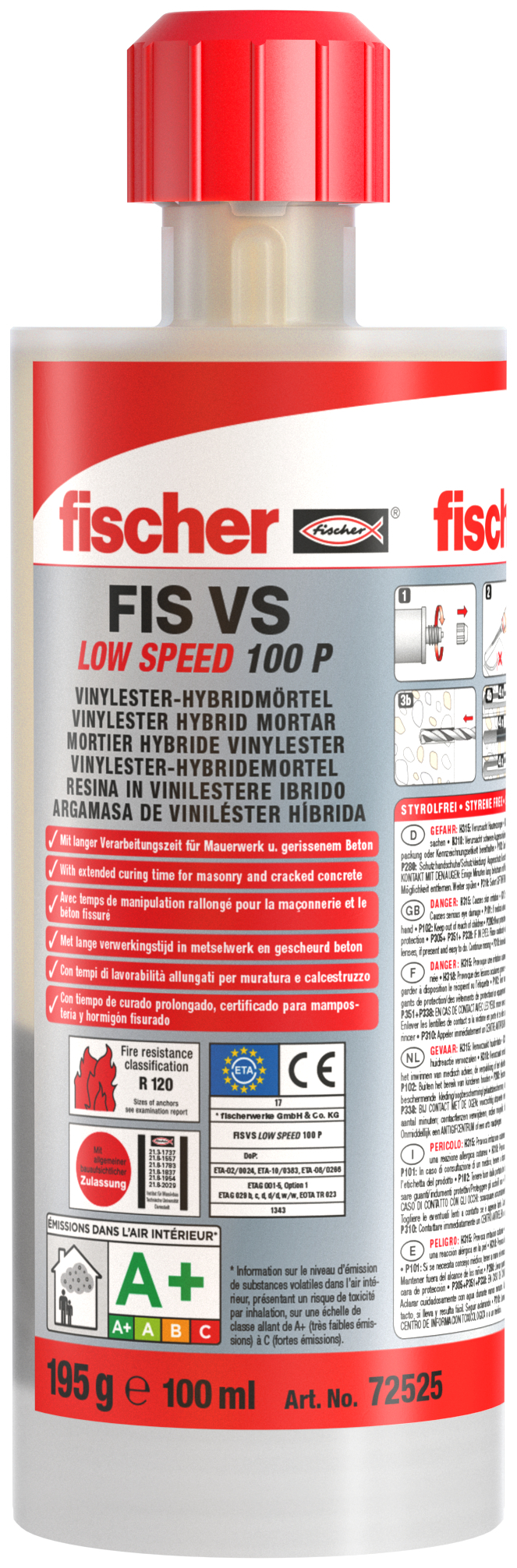 fischer Ancorante chimico FIS VS 100 P resina Full-Hybrid (1 Pz.) Resina full-hybrid ad alte prestazioni low-speed per fissaggi strutturali e riprese di getto fie785