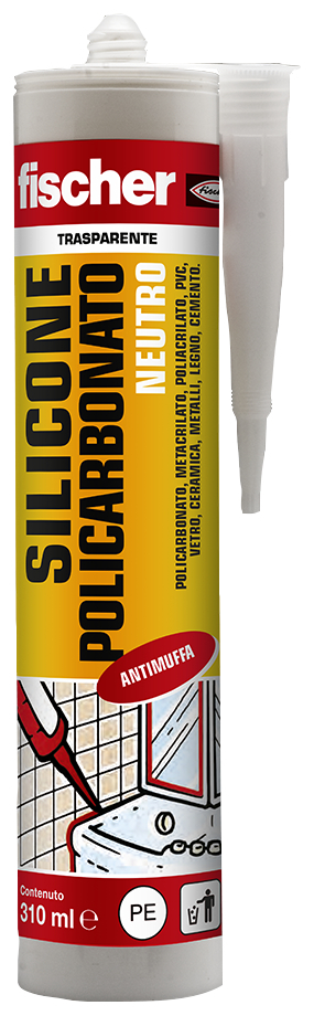 fischer Silicone superfici plastiche SNP 310 TR - Trasparente (1 Pz.) Sigillante siliconico neutro a base alcolica per policarbonato e altri materiali plastici fie92