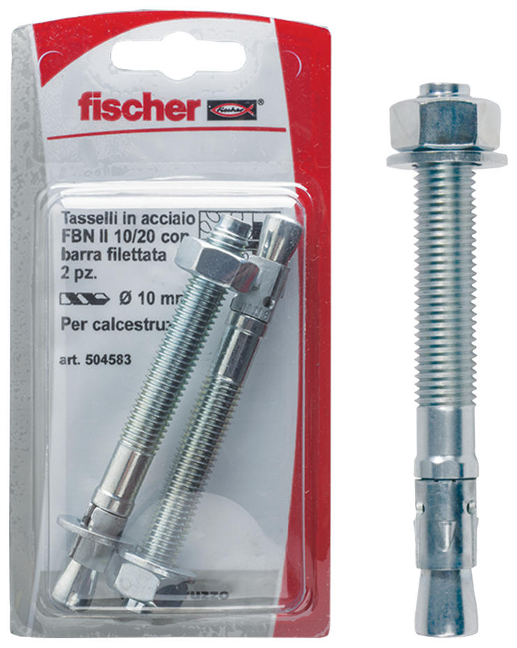 fischer Tasselli acciaio FBN 10/20 K in blister (2 Pz.) Ancorante con fascetta espandente FBN II K in blister.