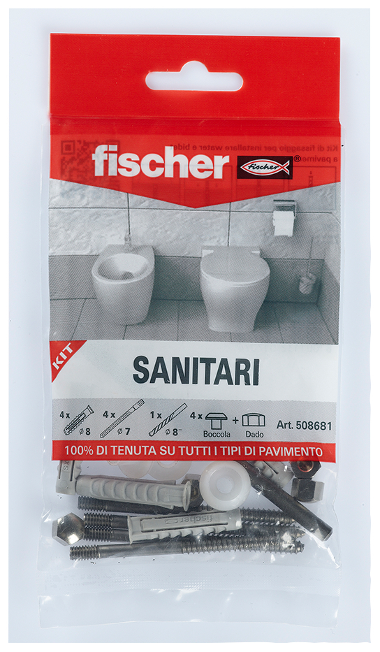 fischer Kit Ready To Fix SANITARI A PAVIMENTO (5 Pz.) Kit pronti all'uso completi di tutto il necessario per effettuare un fissaggio in sicurezza.
