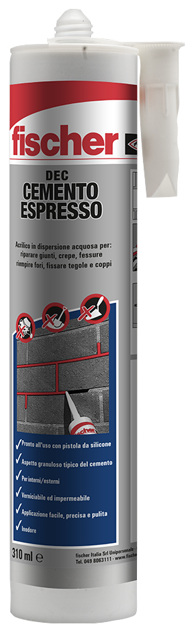 fischer DEC Cemento Espresso (1 Pz.) Stucco ad elevate prestazioni per la riparazione di giunti interni ed esterni fie2356