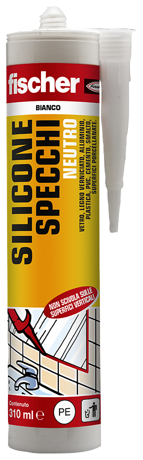 fischer Silicone specchi SNF-SPECCHI 310 BI - Bianco (1 Pz.) Sigillante siliconico neutro a base ossimica per l'incollaggio su specchi e pietra naturale fie2360