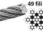 legatoria Cavetto Inox spessore 6mm fune INOX a 49 fili, AISI 316, carico di rottura: 2100kg fio6