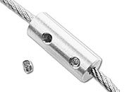 legatoria Terminale filettato, fissaggio a brugola Terminale in acciaio INOX  AISI 316, per cavi di acciaio diametro 4mm. Il cavo viene fissato tramite 3 grani esagonali filettati. Il terminale diametro 6mm  lungo 34mm. Lunghezza totale 65mm.