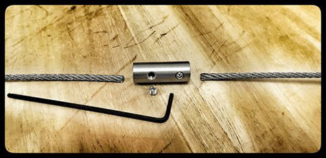 legatoria Terminale filettato, fissaggio a brugola Terminale in acciaio INOX  AISI 316, per cavi di acciaio diametro 4mm. Il cavo viene fissato tramite 3 grani esagonali filettati. Il terminale diametro 6mm  lungo 34mm. Lunghezza totale 65mm.